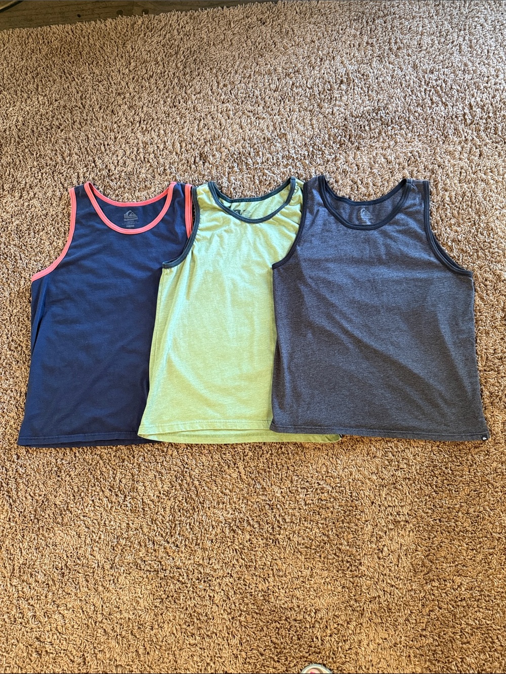 Quiksilver Men’s Tank Top 3-Pack - Navy, Lime, Charcoal Medium